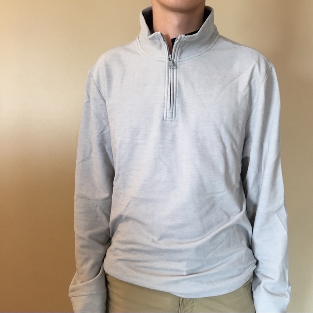 NWT men’s Club Room 1/4 zip long sleeve shirt light grey slate shade color